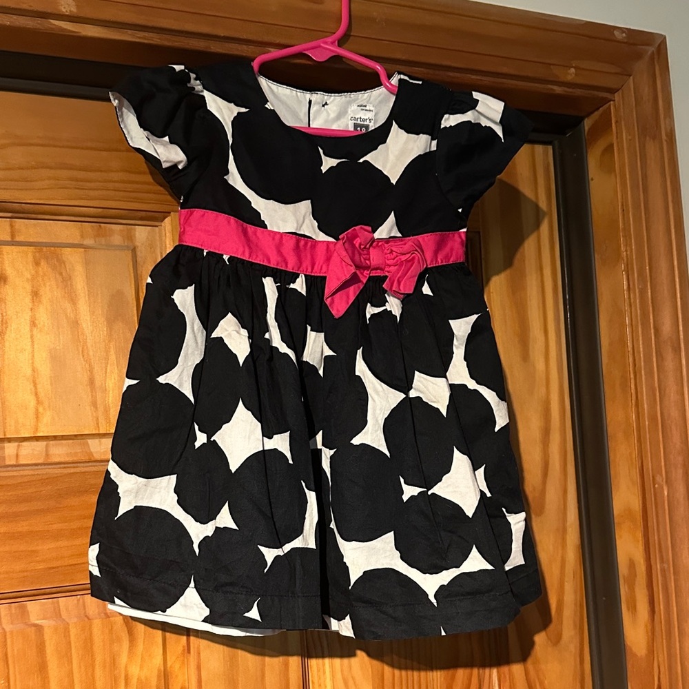 Carter's Elegant Black and White Dress with Pink Accent